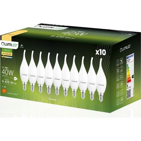 10x LED-Lampe E14 Kerzenfassung BA35 5W = 40W 470lm 3000K Warmweiß 180° LUMILED