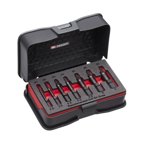 Facom – Coffret d'extracteurs de vis et goujons cassés – Jeu de 7 extracteurs OGV GRIP – Pour goujons de Ø 2 à 9 mm – Manchon breveté pour dépose facile