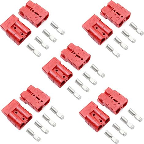 Paquete de 10 conectores de cable de batería de 8 AWG y 50 A, kit de enchufes para arnés para cabrestante, remolque, conductor, electrodomésticos, rojo (1/5)