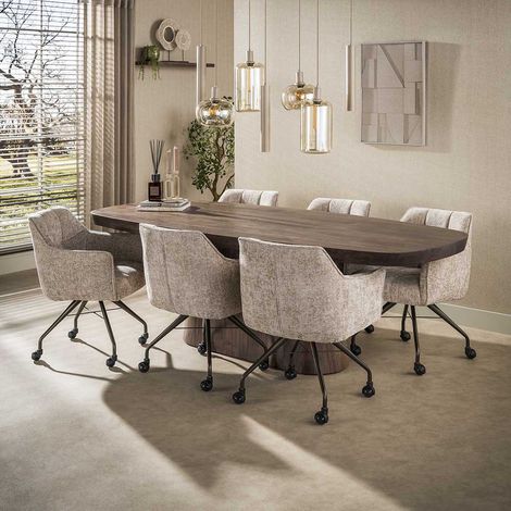 Table de salle à manger ovale en acacia massif Montréal (1/5)