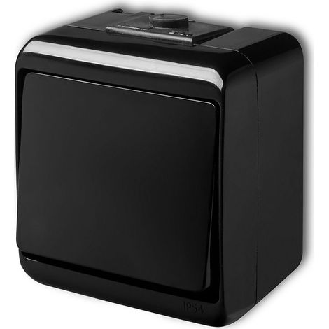 Interrupteur simple unipolaire saillie étanche IP54 Noir Karlik Junior - 12WHE-1 (1/2)