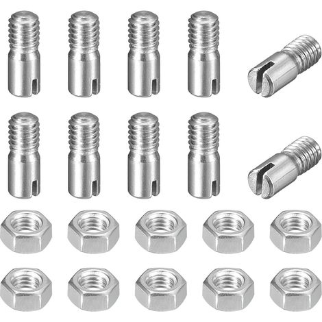 10pcs Goupilles Cylindriques avec Écrou, M3x6mm Goujon Cylindrique Fendu Fileté Externe 304 Acier Inoxydable Mécanique Chevilles Support d'Étagère Tige Fixation Meubles (1/5)