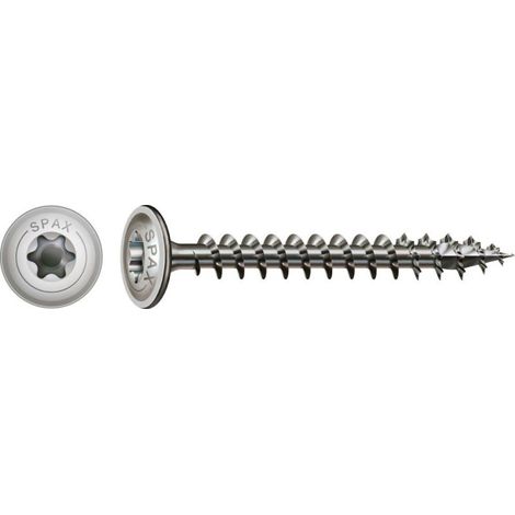 SPAX HI.FORCE, 6 x 60 mm, 100 piezas, rosca integral, cabeza de placa, T-STAR plus T30, 4CUT, acero inoxidable A2 - 0257000600605 (1/4)
