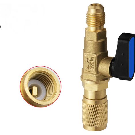 Válvula de bola recta de latón de 1/4 de pulgada, adecuada para refrigerante de aire acondicionado y herramientas para refrigerante de aire acondicionado. (1/4)