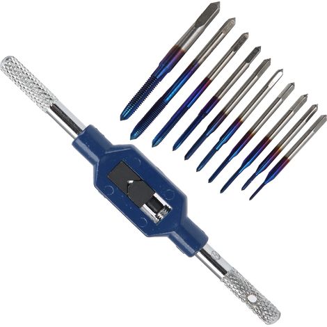 Gewindebohrer-Set für Handmaschinen, blau verzinkter Wolframstahl, Industriebedarf (1/5)