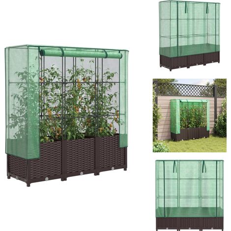 Hochbeet mit Gewächshaus-Aufsatz Rattan-Optik 120x40x138 cm - Hochbeet - Hochbeete - Garten Hochbeet - Pflanzbeet (1/5)