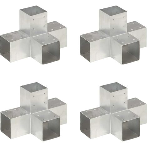 vidaXL Conectores de postes en X 4 uds metal galvanizado 91x91 mm (1/5)