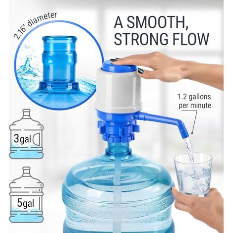 Pompe à main de 5 gallons, compatible avec les bouchons à couronne et à vis, bec verseur réglable, matériau sans BPA