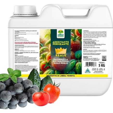 Bagnante Adesivante Permeante per Piante, Agricoltura Biologica, Per Tutti i Trattamenti, Favorisce la Distribuzione Omogenea del Preparato sulle Piante x 5 kg (1/5)