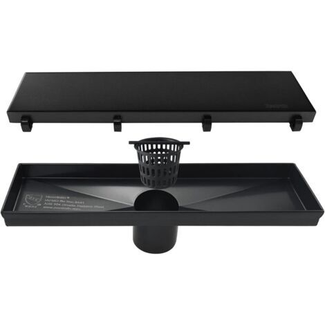 Tuyau d'évacuation de douche linéaire de 30 cm - avec couvercle d'insertion de carreaux plats et en céramique 2 en 1, siphon de sol de douche rectangulaire en acier inoxydable 304, tuyau d'évacuation