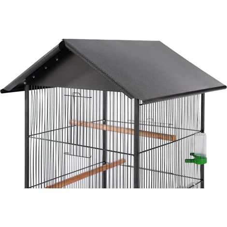 Cage à oiseaux avec toit Acier Noir 66 x 66 x 155 cm (1/5)