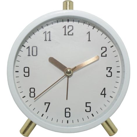 Réveil enfant compact pour chambre et salon, horloge quartz silencieuse, blanc, 11 x 5,5 x 13 cm (1/4)