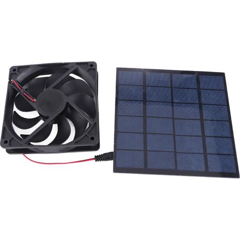 Ventilatore solare da 5W ecologico, silenzioso, compatto e portatile, ideale per pollai, case sugli alberi o canili. (1/5)