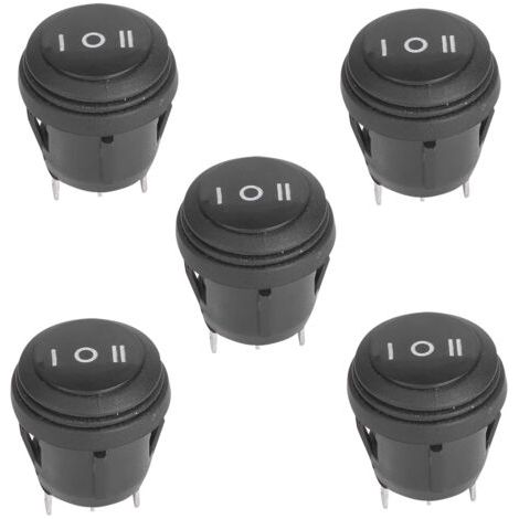 5 pièces 3 positions ON/OFF/ON interrupteur à bascule rond noir broche 10A/125V 6A/250V (1/5)