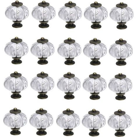Lot de 20 boutons de citrouille en acrylique transparents pour portes, placards, tiroirs, commodes, placards, meubles de cuisine ou chambre d'enfant (1/4)