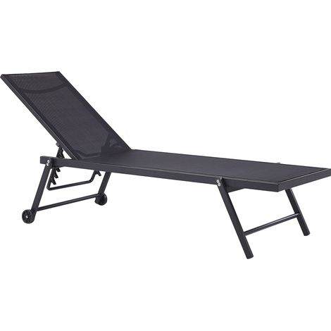 Sun Lounger PORTOFINO Reclining Metal Black (1/5)