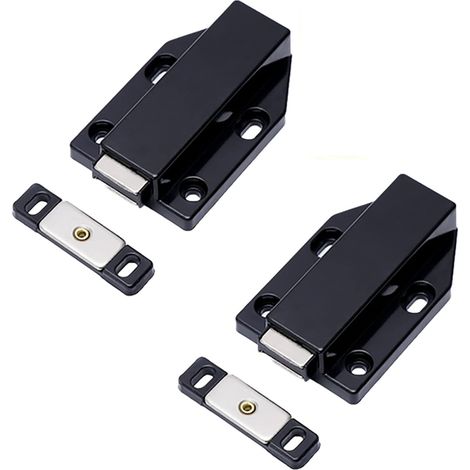 Fermeture Push to Open Aimant Loquet Magnetique Verrou Poussoir Porte 4 Pièces Amortisseur Porte Placard Push Open pour Armoire Tiroir Systeme Noir (1/5)
