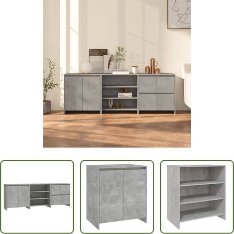 vidaXL Betonfarbe -  3-tlg. Sideboard Betongrau Holzwerkstoff (1/5)