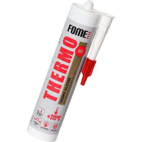 Mastic haute température FOME FLEX Thermo 315 °C – silicone rouge, étanchéité moteur, four & conduit – 300 ml