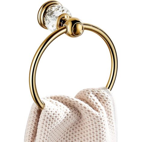 Anillos para toallas de cristal, toallero dorado. Adecuado para el baño, toallero redondo. Apto para montaje en pared (1/5)