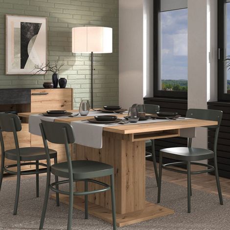 Mesa Fija Siano, 6 Plazas, Forma Rectangular, Tablero de Madera Melaminada, 160x91,5x76h cm Marrón Roble Nodo (1/5)