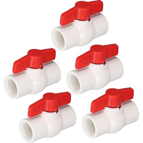 5 Pièces Robinet à Bille PVC pour Tuyau d'Arrosage Raccord Rapide 20mm avec Vis (1/5)