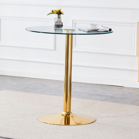 Moderner minimalistischer runder Bar-Tisch aus gehärtetem Glas: Mit einem Durchmesser von 89 cm und einer Höhe von 92 cm ist er die ideale Wahl, um eine leicht luxuriöse Atmosphäre zu schaffen. (1/5)