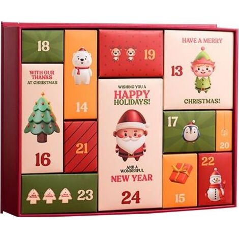 Boîtes Calendrier de l'Avent Vides - 12 Jours de Compte à Rebours à Remplir - Conteneur Cadeaux Vide pour Rassemblement Familial Vacances de Noël (1/5)