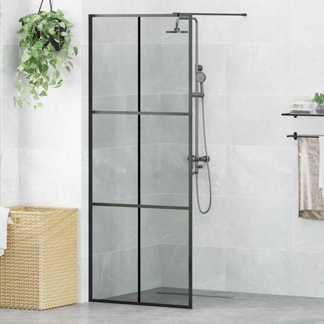 Walk-in Duschwand Schwarz 80 x 195 cm Gehärtetes Glas
