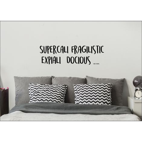 Sticker autocollant décoratif 68 cm X 24 cm, citation de Marie Poppins: "Supercali Fragilistic Expiali Docious" - Décoration murale, citation célèbre. (1/2)