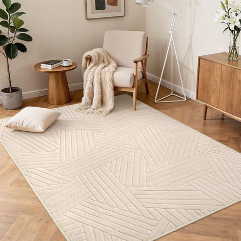 Tapis Salon Beige 120x160 cm Géométrique Moderne 3D (1/5)