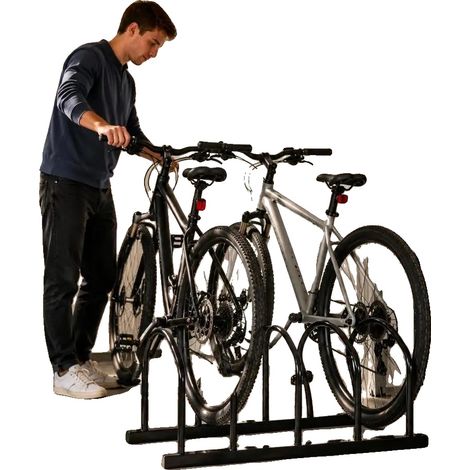 Portabiciclette, può contenere 2 biciclette, struttura in acciaio resistente, colore nero. (1/2)