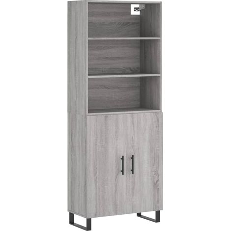 Aparador cajonera mueble almacenaje organizador cocina salón salón alto sonoma 695 x 34 x 180 cm madera de ingeniería gris 020035606