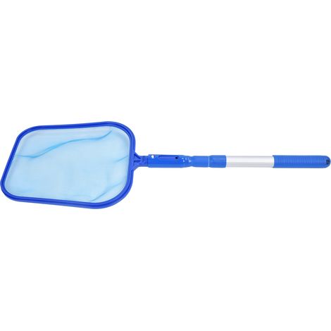 Épuisette de piscine avec racloir à feuilles, kit de nettoyage pour bassin, manche télescopique 3 sections, filet à débris, accessoire d'entretien pour piscine hors-sol et enterrée. (1/5)