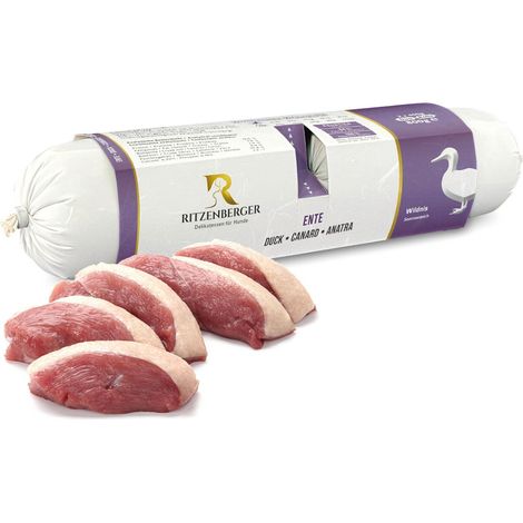 Canard à la truite et aux myrtilles doubles rouleaux (2x400g) nourriture humide pour chien Ritzenberger (1/3)