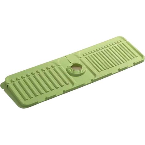1 tapis de robinet pour évier de cuisine, protection anti-éclaboussures en silicone, séchage rapide, porte-éponge intégré (1/5)