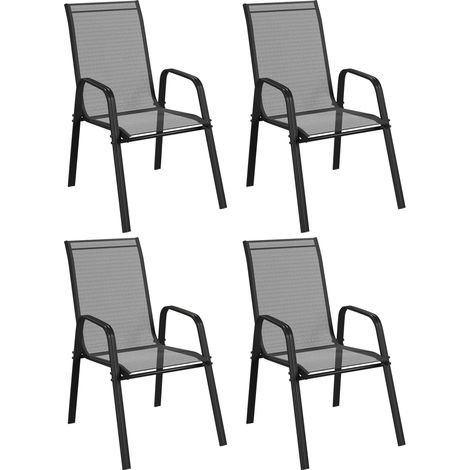 Set of Four Stackable Mesh Seat Chairs - Black (1/5)