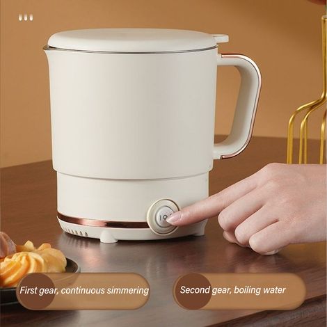 Tragbarer 0,8-Liter-Wasserkocher aus Edelstahl, abnehmbarer Einsatz, 500 W, schnelles und sicheres Aufkochen, ideal für Reisen, Mini-Format, kompakt, für den Heimgebrauch, BPA-frei, europäischer Stand (1/5)