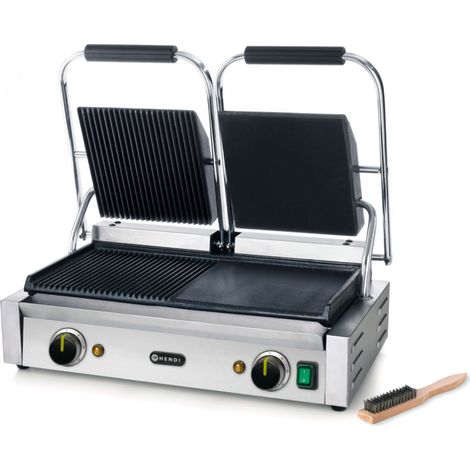 Griglia a contatto, doppia scanalatura, liscia, 3600W - Hendi 263907
