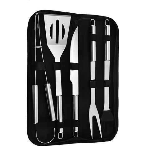 Ensemble d'outils de gril de barbecue d'outil de barbecue de 5 pièces, kit d'outils de gril de barbecue d'ustensile (1/5)