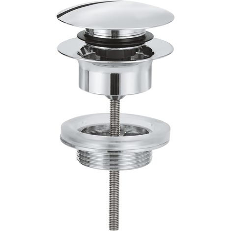 1 - Bonde De Vidage - Robinetterie - Système Clic-Clac Pour Lavabo Ou Bidet - Finition Argent - Compatible Grohe