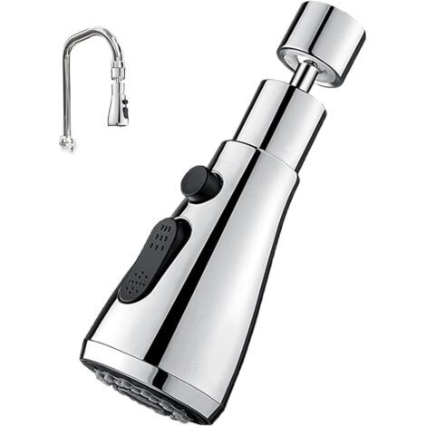 Accessoire de robinet de cuisine argenté, adaptateur pour robinet d'évier, rotation libre à 360°, 3 réglages ajustables. (1/5)