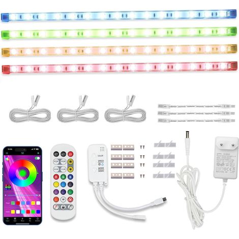 &Cefrank Connectable RGB LED Strips for Furniture 4 x 30 cm Smart Lighting with Music Sync & App 16M Colours Under Cabinet Lighting Kit (1/5)