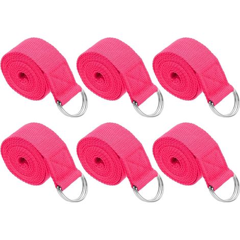 6Pcs Sangle De Yoga Pour Étirement 8 Pieds Ceinture De Yoga Fuchsia (1/5)