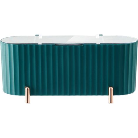 Boîte de rangement cosmétique transparente avec couvercle anti-poussière, séparateurs flexibles en PP PS, organiseur de soins pour la peau, vert (1/5)