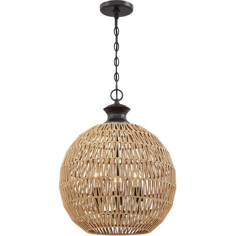 Elstead Quoizel Casablanca Suspension sphérique classique en bronze palladien, 3 ampoules E27 (1/5)