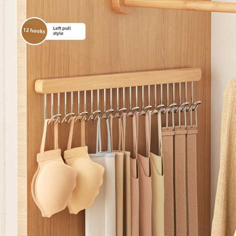 Cintre télescopique à crochet pour penderie, séchoir à linge coulissant pour sous-vêtements et gilets, vente en gros (couleur Log) (1/5)