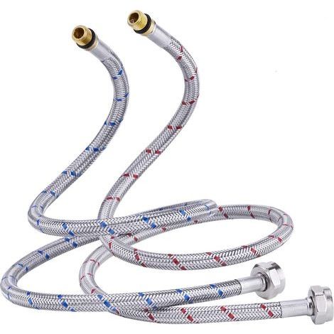 Tuyau flexible de raccordement G 3/8 DN6 – Longueur 70cm – Filetage de compression – 2 pièces pour robinet d'eau (1/5)