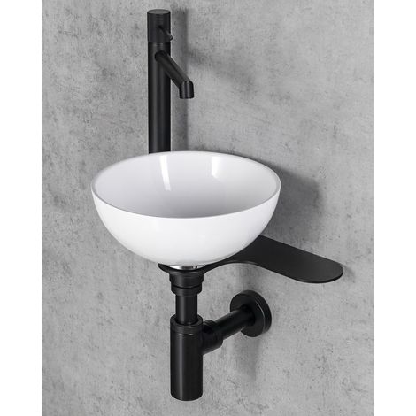 Lavabo TETRIS avec support pour mixeur à gauche, mat noir (1/5)