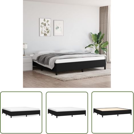The Living Store Bettgestell ohne Matratze Schwarz 200x200 cm Stoff - Bettrahmen - Doppelbett - Boxspringbetten - Schlafzimmermöbel - Bettgestell Schwarz (1/5)